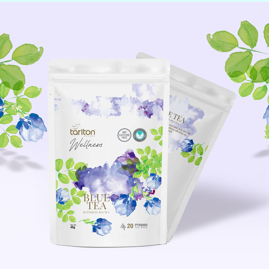 Butterfly pea, Blue Tea, Tarlton Tea, Venture Tea, Herbal, Wellness, Vegan Tea, Pyramid Tea Bags, Biodegradable tea bag, Silk tea bag