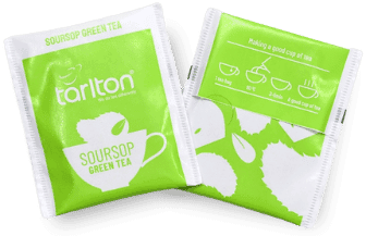 tarlton soursop flavoured green tea bags in packets