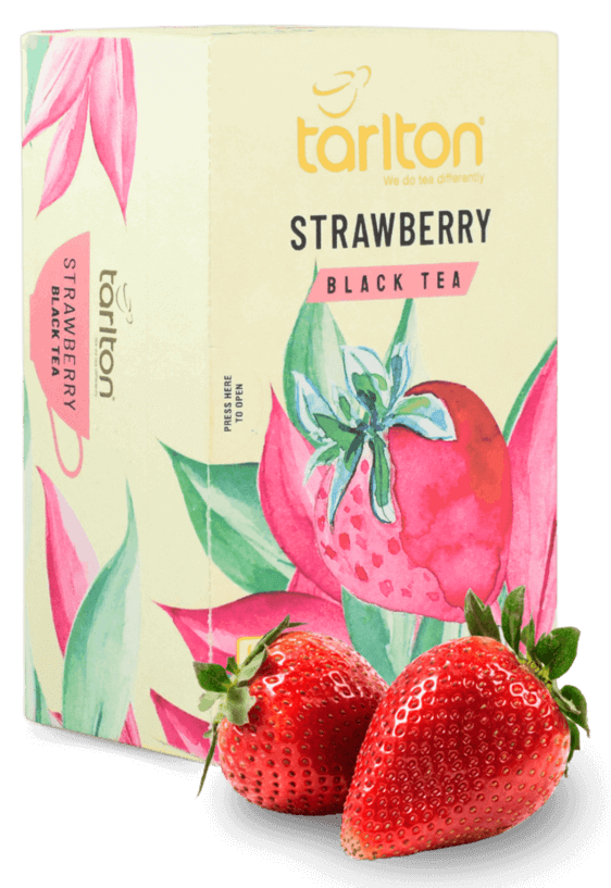 tarlton strawberry flavoured ceylon black tea with strawberries